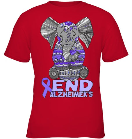 Image of Womens Alzheimer Awareness Shirts and gifts purple Elephant V Neck T Shirt