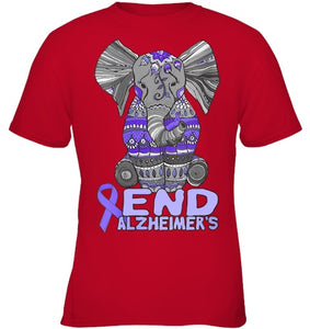 Womens Alzheimer Awareness Shirts and gifts purple Elephant V Neck T Shirt