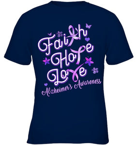 Alzheimer s Awareness Purple Ribbon Products Faith Hope Love T Shirt