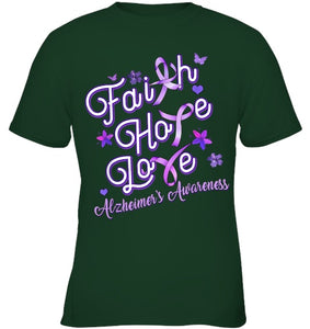 Alzheimer s Awareness Purple Ribbon Products Faith Hope Love T Shirt