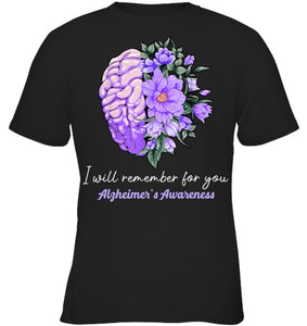 I Will Remember For You Purple Ribbon Alzheimers Awareness