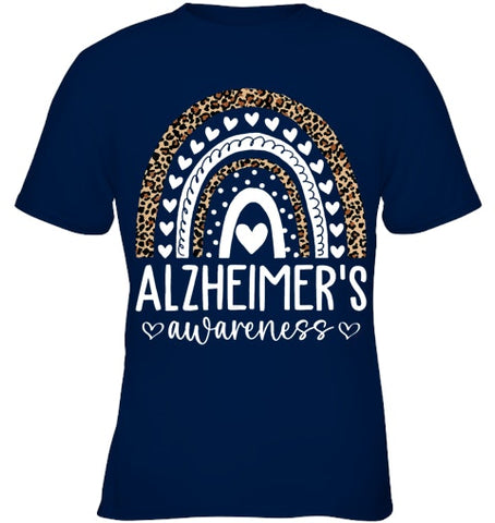 Image of Wear Purple Alzheimer s Awareness Leopard Rainbow T Shirt