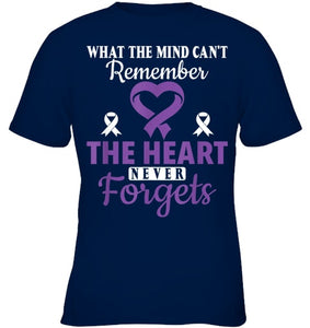 The Heart Never Forgets Alzheimer's Awareness Purple Ribbon