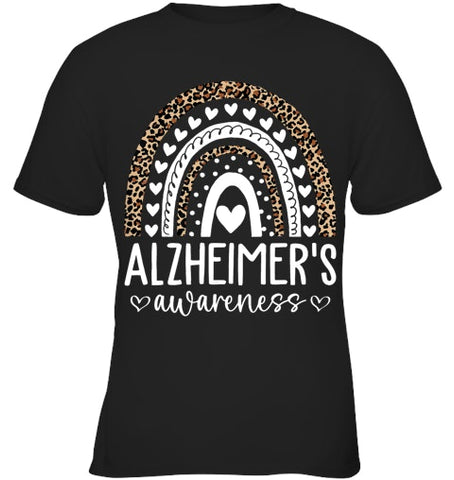 Image of Wear Purple Alzheimer s Awareness Leopard Rainbow T Shirt