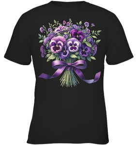 Alzheimer purple floral pansy dementia alzheimer s awareness T Shirt (5)