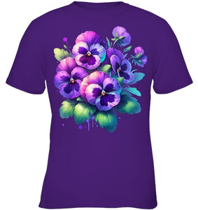 Alzheimer purple floral pansy dementia alzheimer s awareness T Shirt