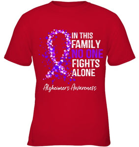 In This Family No One Fights Alone Shirt Alzheimer s Ribbon T Shirt