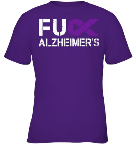 Image of Fuck FU Alzheimer s Awareness Month Purple Ribbon Fighter T Shirt