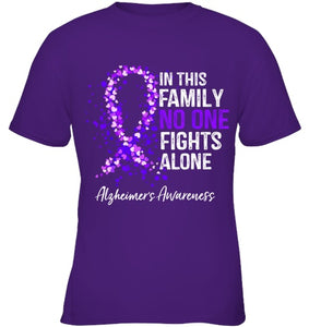 In This Family No One Fights Alone Shirt Alzheimer s Ribbon T Shirt