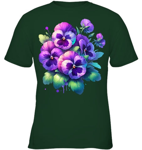 Image of Alzheimer purple floral pansy dementia alzheimer s awareness T Shirt