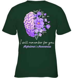 I Will Remember For You Purple Ribbon Alzheimers Awareness