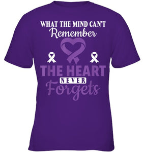 The Heart Never Forgets Alzheimer's Awareness Purple Ribbon