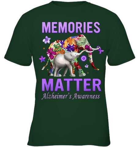 Image of Alzheimers Awareness Memories Matter Purple Elephant Womens T Shirt