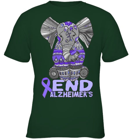 Image of Womens Alzheimer Awareness Shirts and gifts purple Elephant V Neck T Shirt