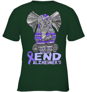 Womens Alzheimer Awareness Shirts and gifts purple Elephant V Neck T Shirt