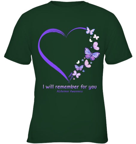 Image of I Will Remember For You Butterfly Alzheimer s Awareness T Shirt