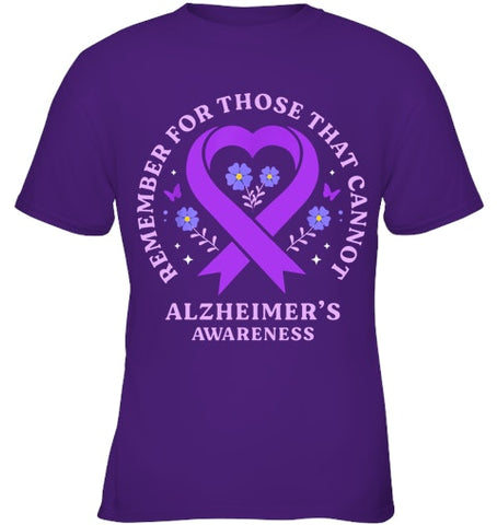 Image of Remember For Those That Cannot Alzheimer s Awareness Ribbon T Shirt