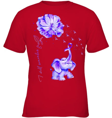 Image of I ll Remember For You Purple Elephant Alzheimer s Awareness T Shirt