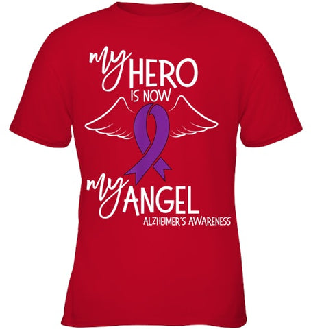 Image of My Hero is now my Angel Alzheimers Awareness T Shirt T shirt T Shirt