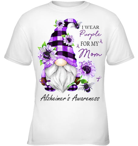 Image of I Wear Purple For My Mom Gnome Alzheimer's Awareness