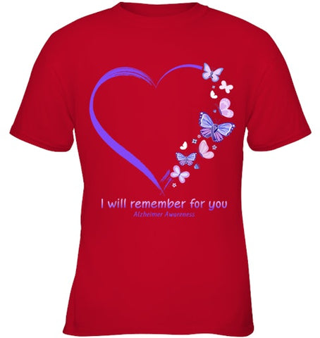 Image of I Will Remember For You Butterfly Alzheimer s Awareness T Shirt