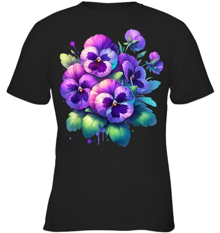 Image of Alzheimer purple floral pansy dementia alzheimer s awareness T Shirt