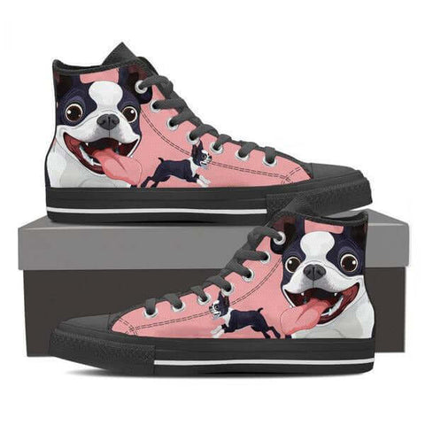 Image of Boston Terrier - Women's High Top Canvas Shoes