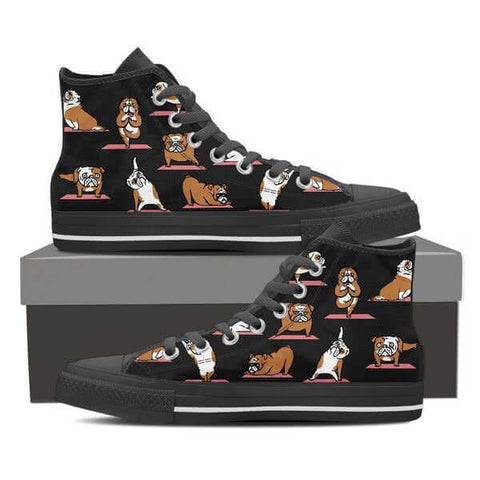 Image of Bulldog Yoga - Women's High Top Canvas Shoes