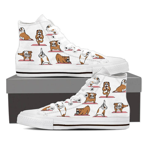 Image of Bulldog Yoga - Women's High Top Canvas Shoes -  High Top Canvas Shoes - EZ9 STORE