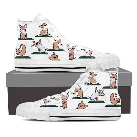 Image of Chihuahua Yoga - Women's High Top Canvas Shoes -  High Top Canvas Shoes - EZ9 STORE