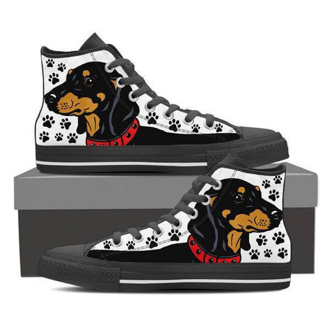 Image of Dachshund High Top Shoes -  High Top Canvas Shoes - EZ9 STORE