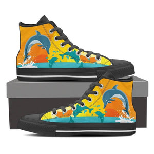 Dolphin Lover - Women High Top Canvas Shoe -  High Top Canvas Shoes - EZ9 STORE