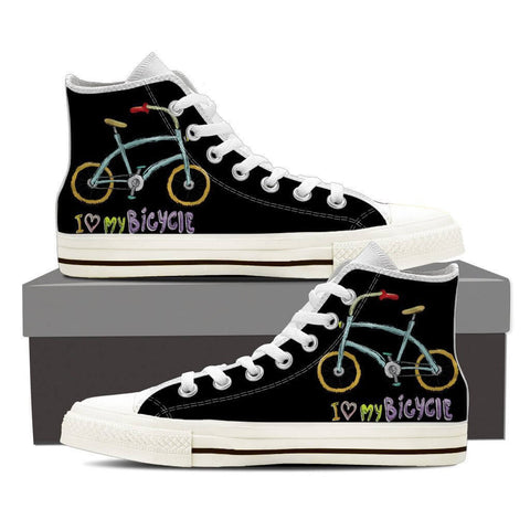 Image of "I Love My Bicycle" High Top Canvas Shoes -  High Top Canvas Shoes - EZ9 STORE