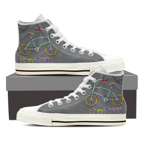 Image of "I Love My Bicycle" High Top Canvas Shoes -  High Top Canvas Shoes - EZ9 STORE