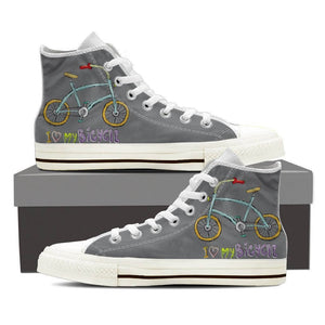 "I Love My Bicycle" High Top Canvas Shoes -  High Top Canvas Shoes - EZ9 STORE