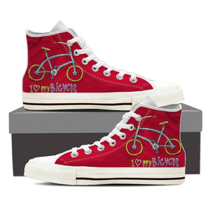 "I Love My Bicycle" High Top Canvas Shoes -  High Top Canvas Shoes - EZ9 STORE