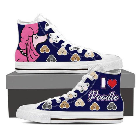 Image of I Love Poodle Shoes -  High Top Canvas Shoes - EZ9 STORE