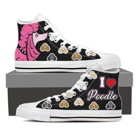 Image of I Love Poodle Shoes -  High Top Canvas Shoes - EZ9 STORE