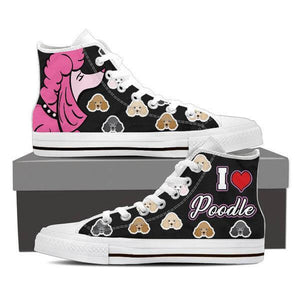 I Love Poodle Shoes -  High Top Canvas Shoes - EZ9 STORE