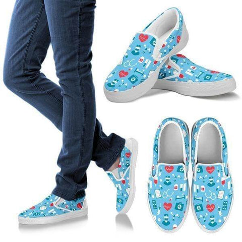 Image of Nurse Pattern Slip Ons -  Slip Ons - EZ9 STORE