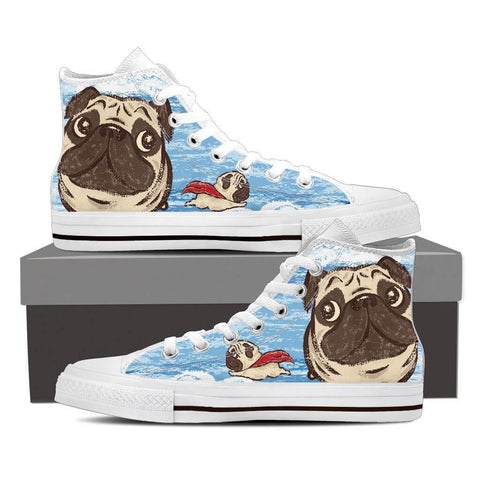 Image of Pug - Women's High Top Canvas Shoes -  High Top Canvas Shoes - EZ9 STORE