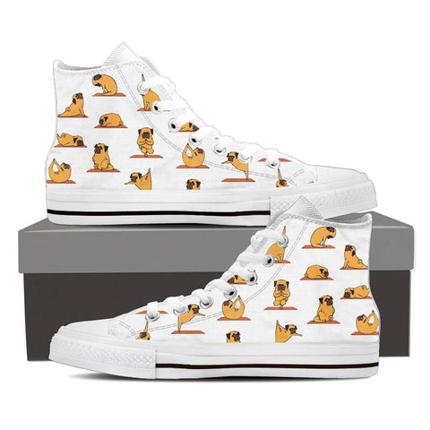 Image of Pug Yoga - Women's High Top Canvas Shoes -  High Top Canvas Shoes - EZ9 STORE