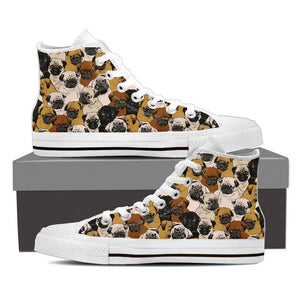 Pugs - Women's High Top Canvas Shoes -  High Top Canvas Shoes - EZ9 STORE