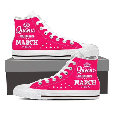 Image of Queens Are Born In March High Top Canvas Shoes -  High Top Canvas Shoes - EZ9 STORE