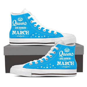 Queens Are Born In March High Top Canvas Shoes -  High Top Canvas Shoes - EZ9 STORE