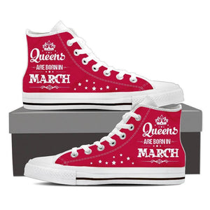 Queens Are Born In March High Top Canvas Shoes -  High Top Canvas Shoes - EZ9 STORE