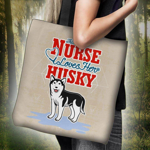 Image of This Nurse Loves Her Husky Tote Bag -  Tote Bag - EZ9 STORE