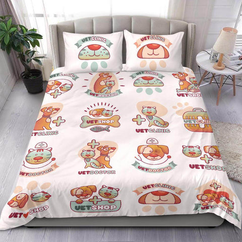 Image of Veterinary Cute Pet Pattern Bedding Set - Bedding Set - EZ9 STORE